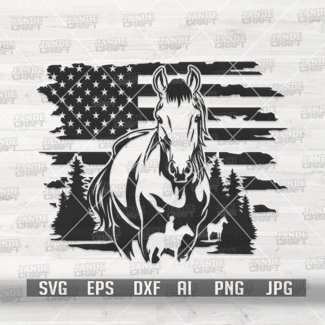 US Horse Scene Svg Rodeo Clipart Western Cutfile Wild Boho Outdoor