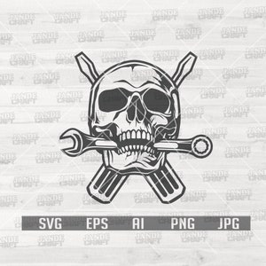 Skull Mechanic Design | Skull Svg || Mechanic Svg | Mechanic Shirt | Repair Mechanic Svg | Mechanic Skull Clipart