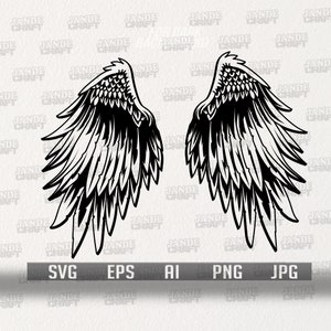 Wing svg | Angel Wings Clipart | Pair of Eagle Wings Stencil | In Memory Off Cutfile | Bevearement Shirt png | Burial dxf | Funeral Wake jpg