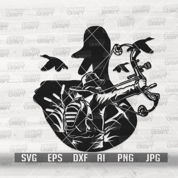 Duck Bow Hunting svg | Spear Hunter Clipart | Goose Stencil | Bow and Arrow Cut File | Hunting Tools dxf | Camper Gift Idea png| Outdoor dxf