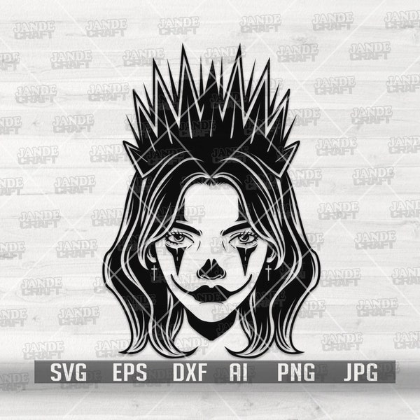 Joker Chic svg | Gangster Girl Cutfile | Hippie Queen Diva Clipart | Evil Clown Mom Shirt png | Hipster Woman dxf | Hip Hop Princess Stencil