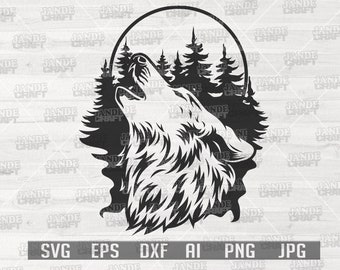 Howling Wolf svg | Wolf svg | Animal Shirt svg | Wolf Shirt svg | Wolf Cutfile | Wolf Clipart | Wolf png | Outdoor svg | Forest svg | Wolf