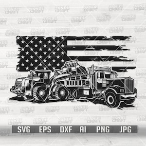 US Loader Loading Dump Truck svg | Construction Trucker Dad Clipart | Skilled Driver Gift Idea dxf | Contractor T-shirt Design | Machinery