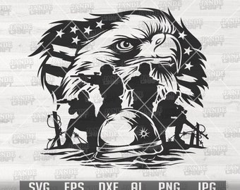 US Patriotic Eagle Soldier svg | Military Eagle svg | American Eagle svg | Veteran svg | Military Clipart | Soldier Cutfile | Military png