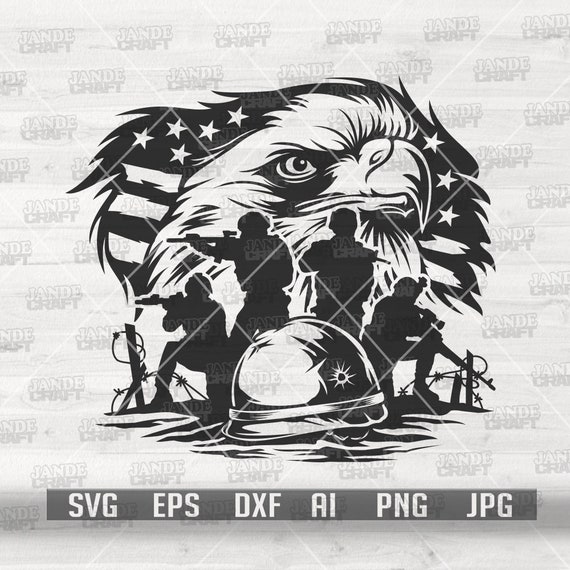 US Patriotic Eagle Soldier Svg Military Eagle Svg American Etsy
