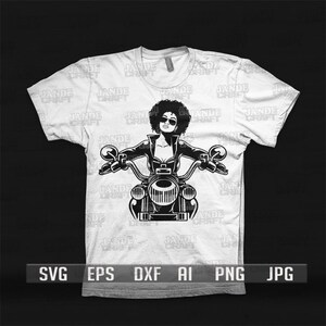 Afro Biker Girl svg | Afro Girl svg | Afro Biker Clipart | Biker Cutfile | Biker Shirt svg | Afro svg | Afro Biker png | Afro Girl Clipart image 2