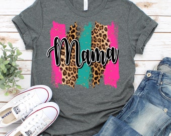 Mama Cheetah Brush Stroke Screen Print Transfer, HIGH Heat, Ready To Press, Valentines Day, Mommy And Me