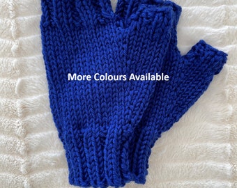 Hand knitted fingerless gloves