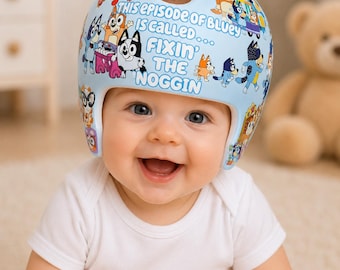Blue Cartoon Cranial Helmet Decal | Stickers