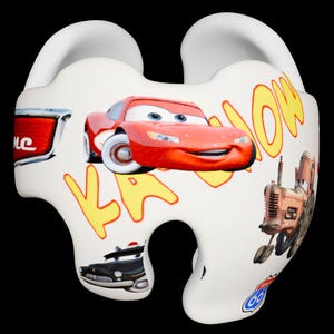 Car decor, personalized baby helmet art, Doc band decoration, Lightning theme, Custom Cranial helmet art, Handcrafted decor,Racing baby gear
