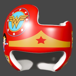 Girl Power Baby Helmet Decals | Red & Gold Mini Warrior Cranial Band Stickers | Comic Hero Inspired Doc Band Design for Brave Little Girls