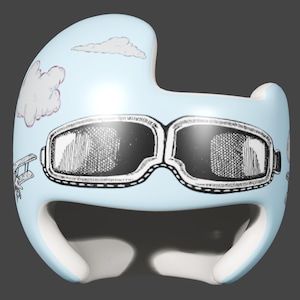 Aviator decor, Personalized baby helmet art, Doc band decoration, Sketch theme, Flat head suppor, Custom helmet art, Aviation baby gear