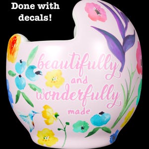 Beautifully and Wonderfully Made Floral Doc Band Decal | Watercolor Helmet Stickers for Baby Girl Cranial Band | Hummingbird Design Wrap