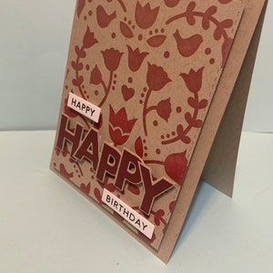 Ruby red folk art birthday card