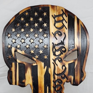 Wooden Rustic American Punisher &quot;We the People&quot; Flag, Wooden Flag, Wood American Flag, Punisher READY TO SHIP!