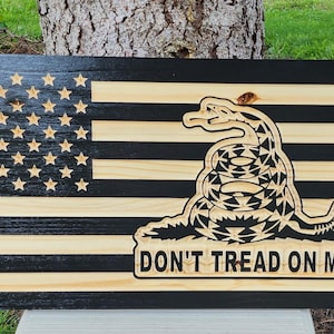 Gadsden Don&#39;t Tread on Me Wooden Rustic Flag, 15&quot; X 29&quot; Wooden Flag, Gadsden &quot;Don&#39;t Tread on Me&quot; Flag