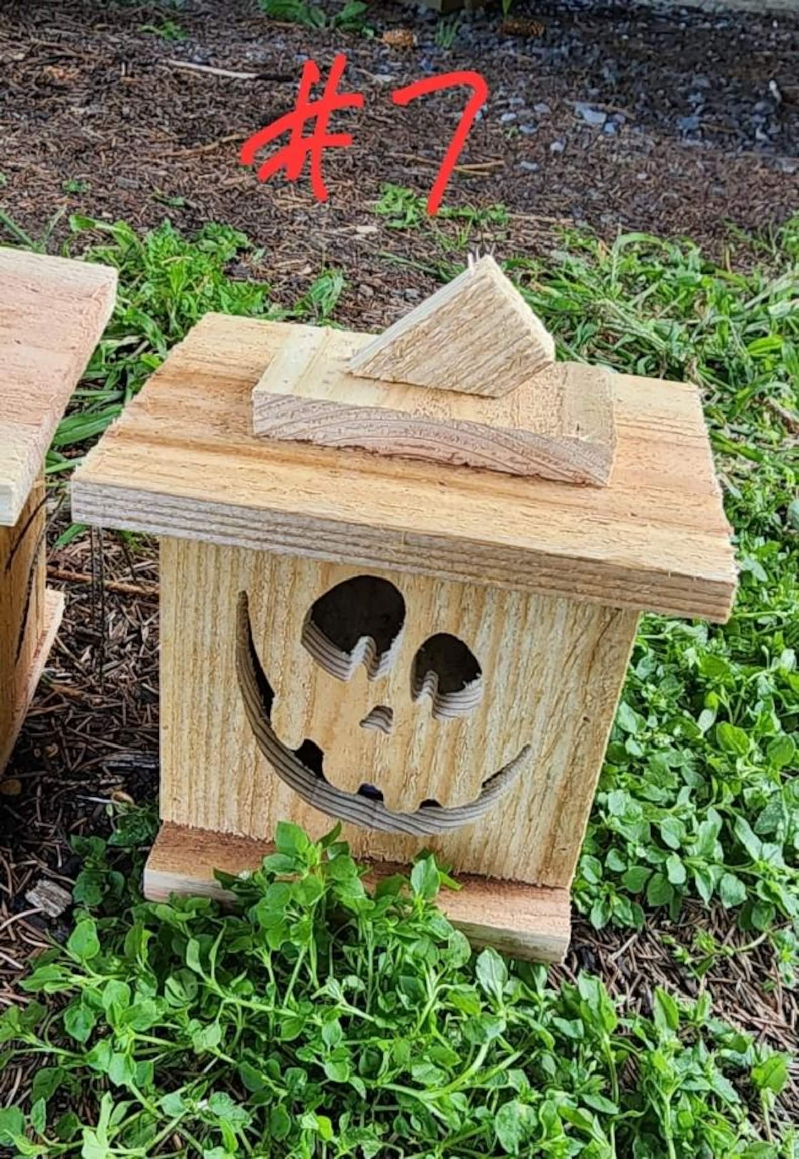 Cedar Halloween Jack O' Lantern – Rustic Wooden Lantern With LED - Etsy
