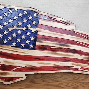 Rustic War Torn American Wooden Flag, 14&quot; X 24&quot;, Free Shipping, Handcraft, Made in the USA