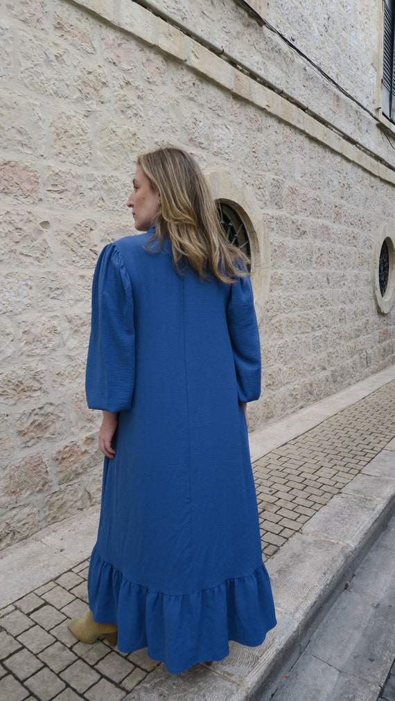 Azure Blue Maxi Dress for Daytime & Evening Modest
