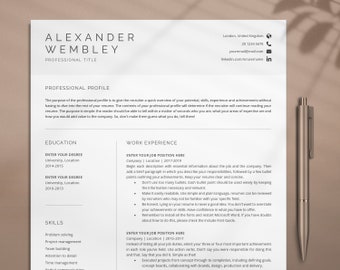 One Page Cv Template Etsy