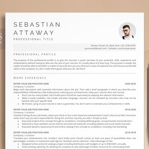 ATS Resume Template Word, Google Docs, Minimalist ATS CV Template Word, Modern Executive Resume, Basic Simple Resume, Professional Resume