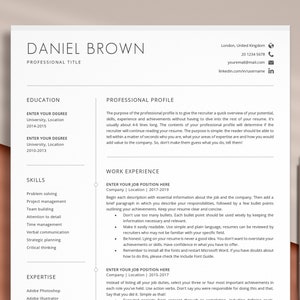 May include: A resume template with a minimalist design. The template includes sections for education, skills, work experience, and expertise. The template is designed to help job seekers create a professional and effective resume.