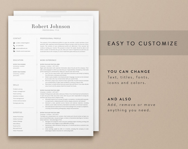 Resume Template One Page Cv Template Word Resume Template Marketing Engineer Resume CV Template With Photo Professional Resume Template