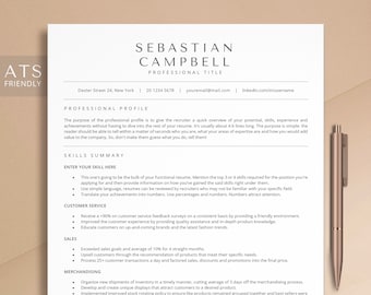 Functional Resume Template, ATS Resume Template Word, Google Docs, ATS Resume Google Docs, ATS Friendly Resume Template, Basic Simple Resume