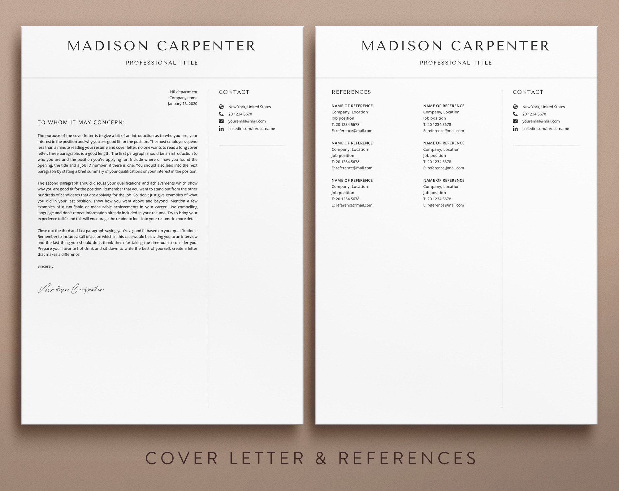 Executive Resume, Resume Templates, Minimalist Resume Template Word ...