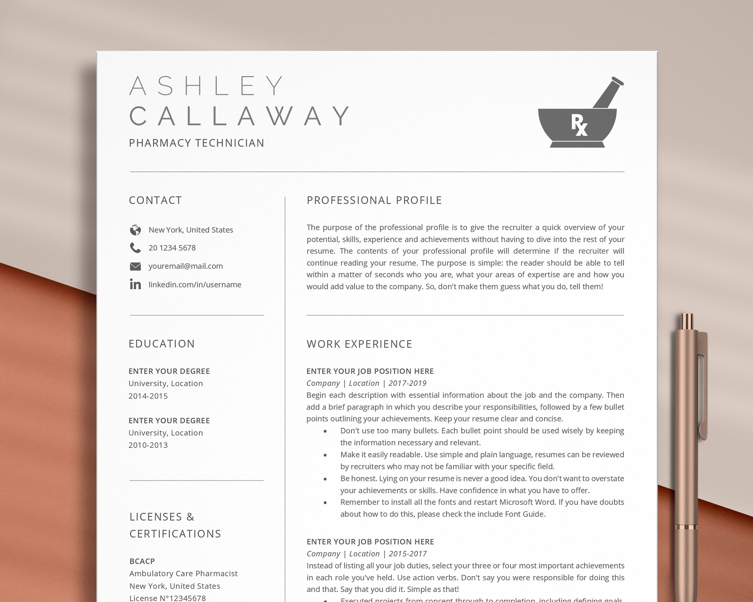 Pharmacy Resume Template, Pharmacy Technician Resume Template, Pharmacy