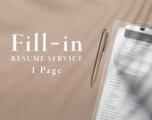 Resume Fill In & Free Resume Template, 1 Page Resume Template Fill In, Fill In Resume Service, CV Resume Update, Resume Template Editing