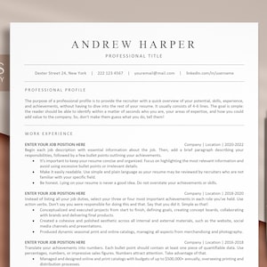 ATS cv-sjabloon Word, Pages, Google Docs, modern executive cv, minimalistische ATS cv-sjabloon, professioneel cv, eenvoudig eenvoudig cv