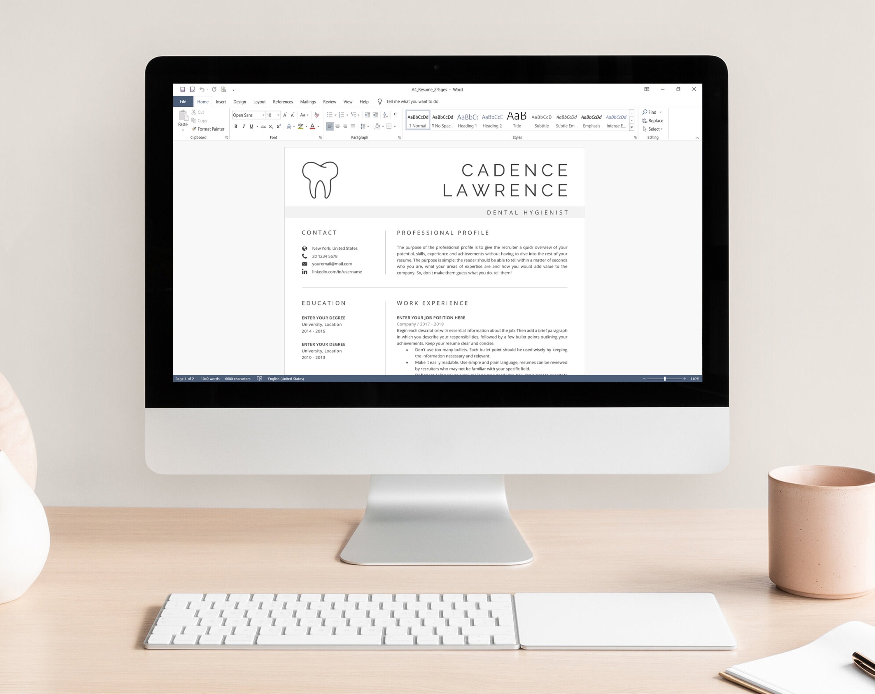 Dental Resume Template Cv Template - Il Fullxfull.3556743058 64uo 