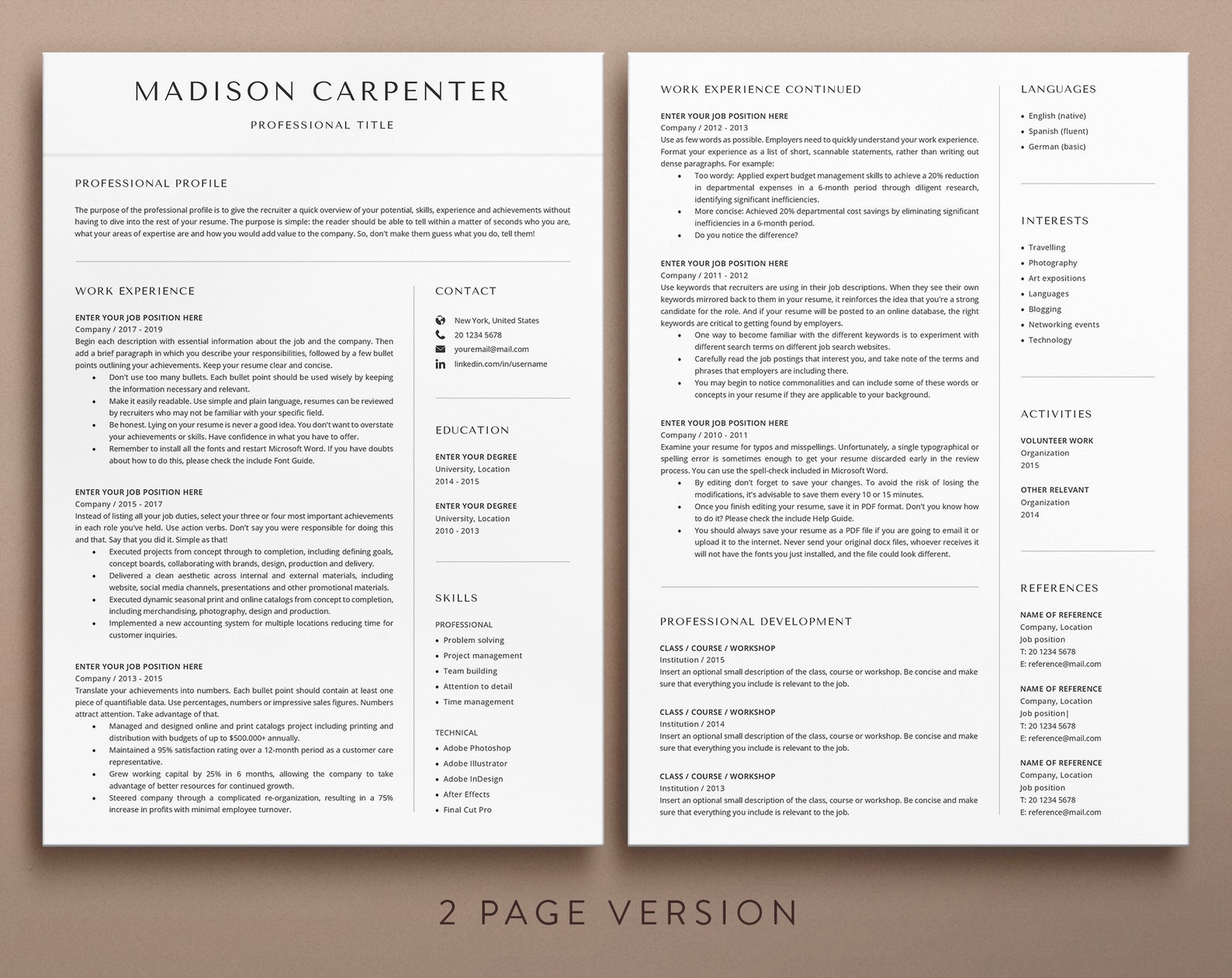Executive Resume, Resume Templates, Minimalist Resume Template Word ...