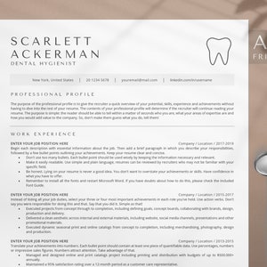ATS Resume Template Word, Dental Hygiene Resume, ATS Friendly Resume Template Word and Google Docs, Dental Resume Template, Dentist Resume
