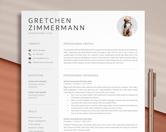 Creative Resume Template, Cv Template With Photo, Cv Resume Template, Professional Resume Template, Modern Resume Template Word, Lebenslauf