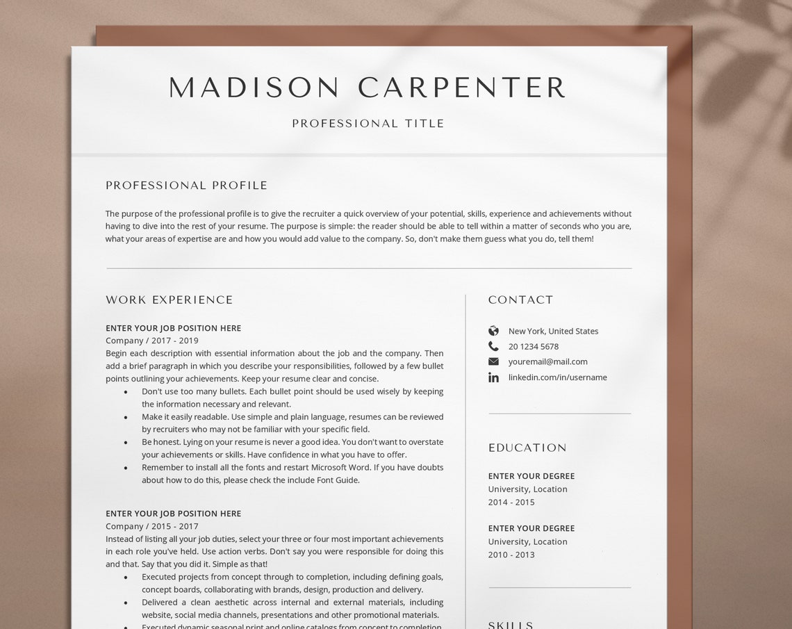 Executive Resume, Resume Templates, Minimalist Resume Template Word ...