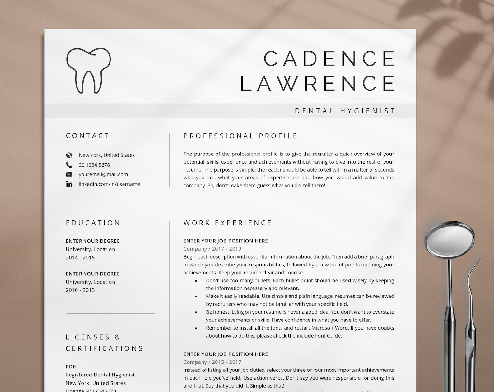 Dental Resume Template Cv Template - Il 1588xN.3556743060 J586 
