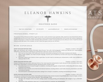 ATS Friendly Nurse Resume Template, Registered Nurse Resume Template Google Docs, ATS Resume Template Word, ATS Friendly Resume Template