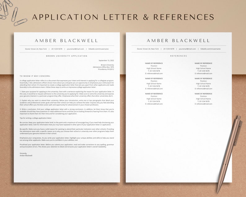 College Resume Template for High School Students, Student Resume Template Word & Google Docs, College Application Resume High School Resume image 3