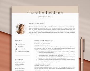 Modèle de CV professionnel, modèle de Cv professionnel, modèle de CV avec photo, modèle de CV créatif, Bewerbungsvorlage, Lebenslauf