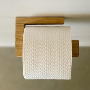 Toilettenpapierhalter aus Holz Eckig Modern Natur Deko für Badezimmer Klopapierhalter aus Nussholz Esche Eiche Bild 1