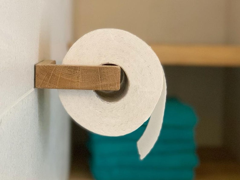 Toilettenpapierhalter aus Holz Eckig Modern Natur Deko für Badezimmer Klopapierhalter aus Nussholz Esche Eiche Bild 10