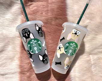 French Bulldog Zipper Pup Personalized UV Printed Insulated Stainless Steel 16 oz Tumbler
