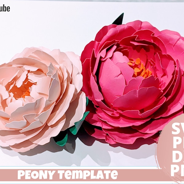 Peony svg, Paper flowers, svg files for cricut, flower template, peony video tutorial, paper bouquet, digital download, instant download