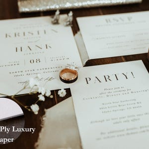 Invitaciones de boda impresas de lujo / Tarjetas de invitación para guardar la fecha de boda impresas a medida / Conjunto de invitaciones de boda de lujo gruesas