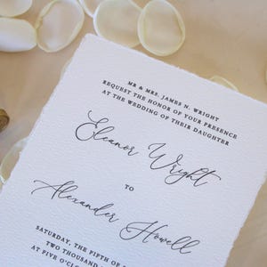 Wedding Invitation Suite, Handmade Deckle Edge Wedding Invitations, Custom Wedding Invites, Black Tie
