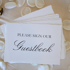 Deckle Edge Wedding Guestbook Sign | Please Sign Our Guestbook Sign | Custom Guest Book Sign for Wedding