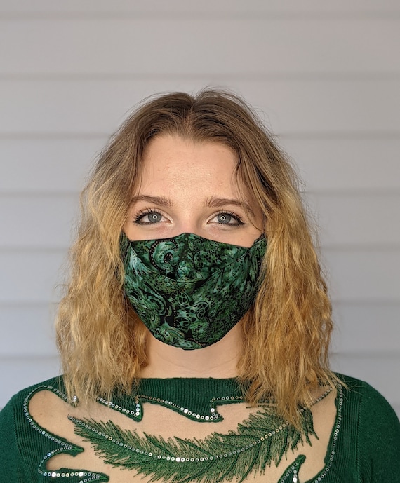 Emerald Green Face Mask 3D Covering 3 Layers Filter Pocket Etsy