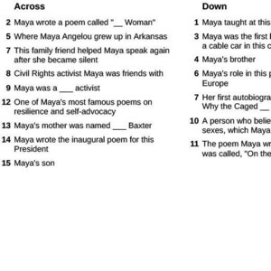 Maya Angelou Crossword Puzzle!